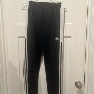 Adidas Black and White Sweatpants with Tapered Fit - Boys Size L